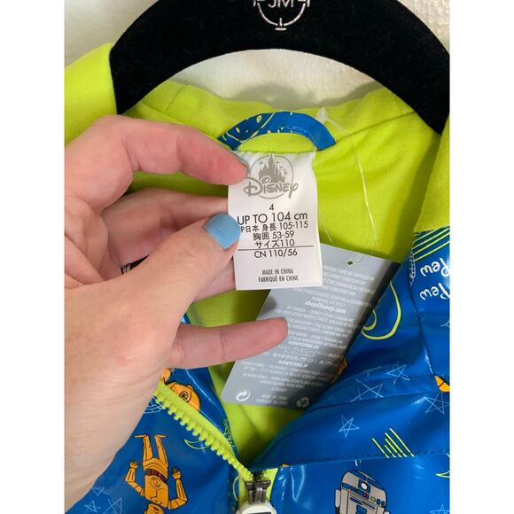 Disney Store Kids Star Wars Characters Lined Rain Jacket Coat Size 4 - Picture 2 of 4